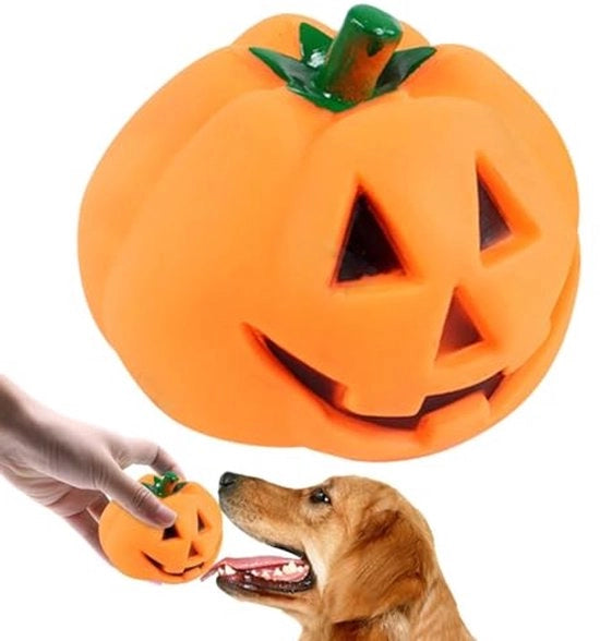 Giocattolo a forma di zuccha per cani - Delicato e morbido - I bambini trovano anche questo giocattolo divertente - Il giocattolo a forma di zucca emette un suono - Giocattolo a forma di zucca per cani con sapore forte di Halloween