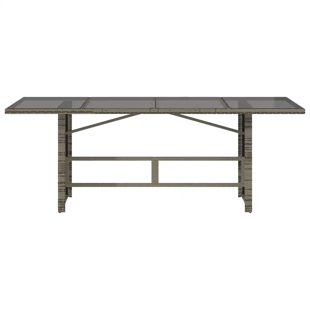 Tavolo da Giardino | Tavolino da esterno Piano in Vetro Grigio 190x80x74cm Polyrattan