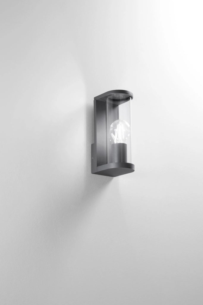 APPLIQUE ROSEN ANTRACITE IN ALLUMINIO E VETRO 1 LUCE ATTACCO E27 IP44 119X83X222MM