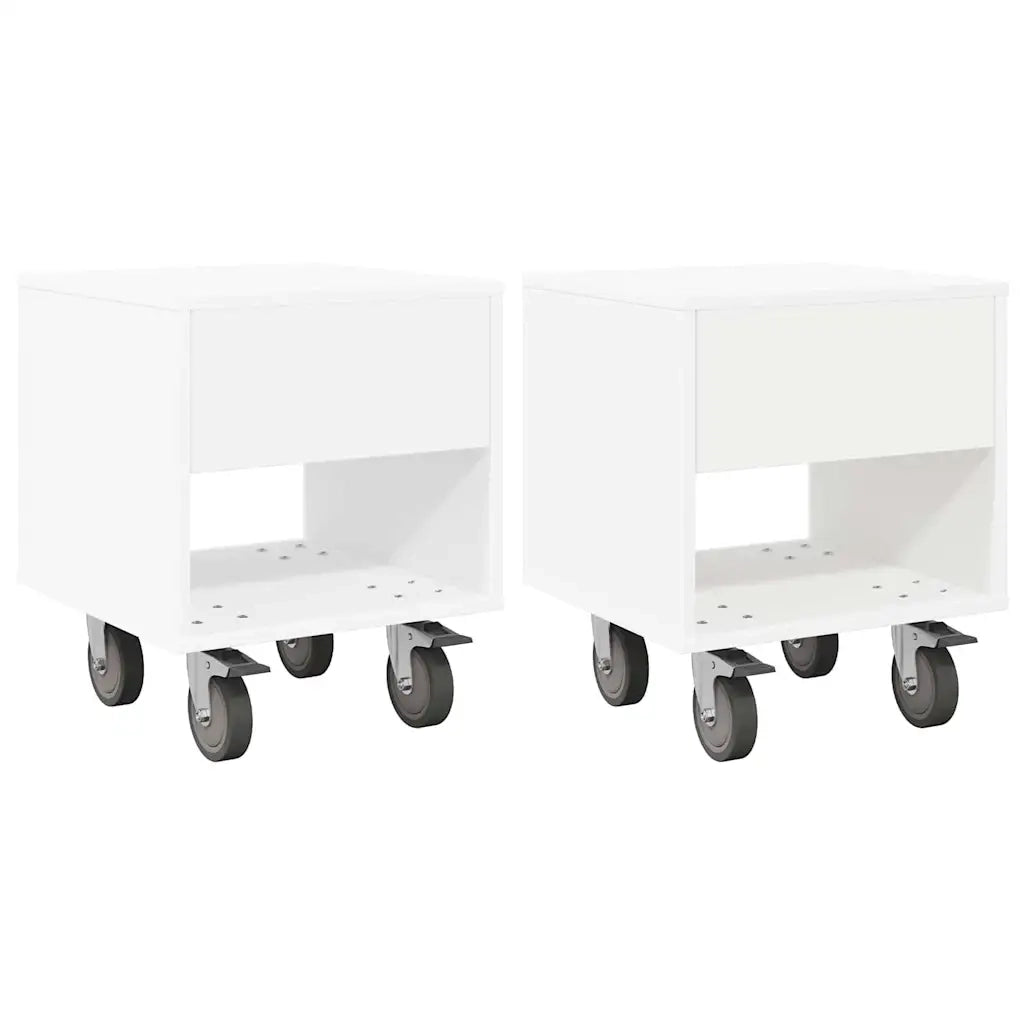 Set di 2 Comodini | Armadio da Notte | Mobiletto da notte Bianco 40,5 x 40 x 48 cm Legno multistrato