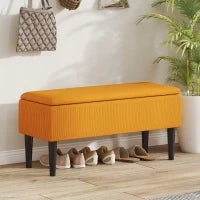 Panca Fondoletto in Poliestere e Legno per Camera da Letto e Ingresso, 95x38x45 cm, Arancione