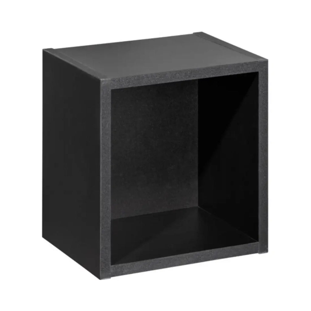 Set da bagno VANO in rovere e nero 120cm: mobile sottolavabo con cassetti e armadietti + piano per lavabo + colonna