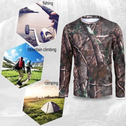 T-shirt con lunghe maniche - Camouflage Forestale - Tessuto di cotone per un comfort eccellente - Attività all'aperto e campeggio - Materiale respirante - Disegno sottile