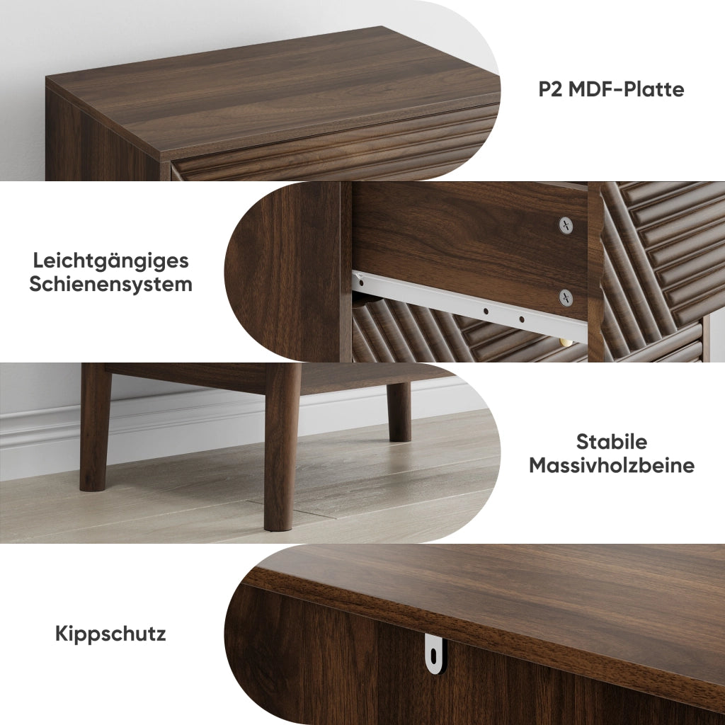 Cassettiera con 4 Cassetti per Camera e Soggiorno ¨C MINIMAL ¨C Legno, Noce