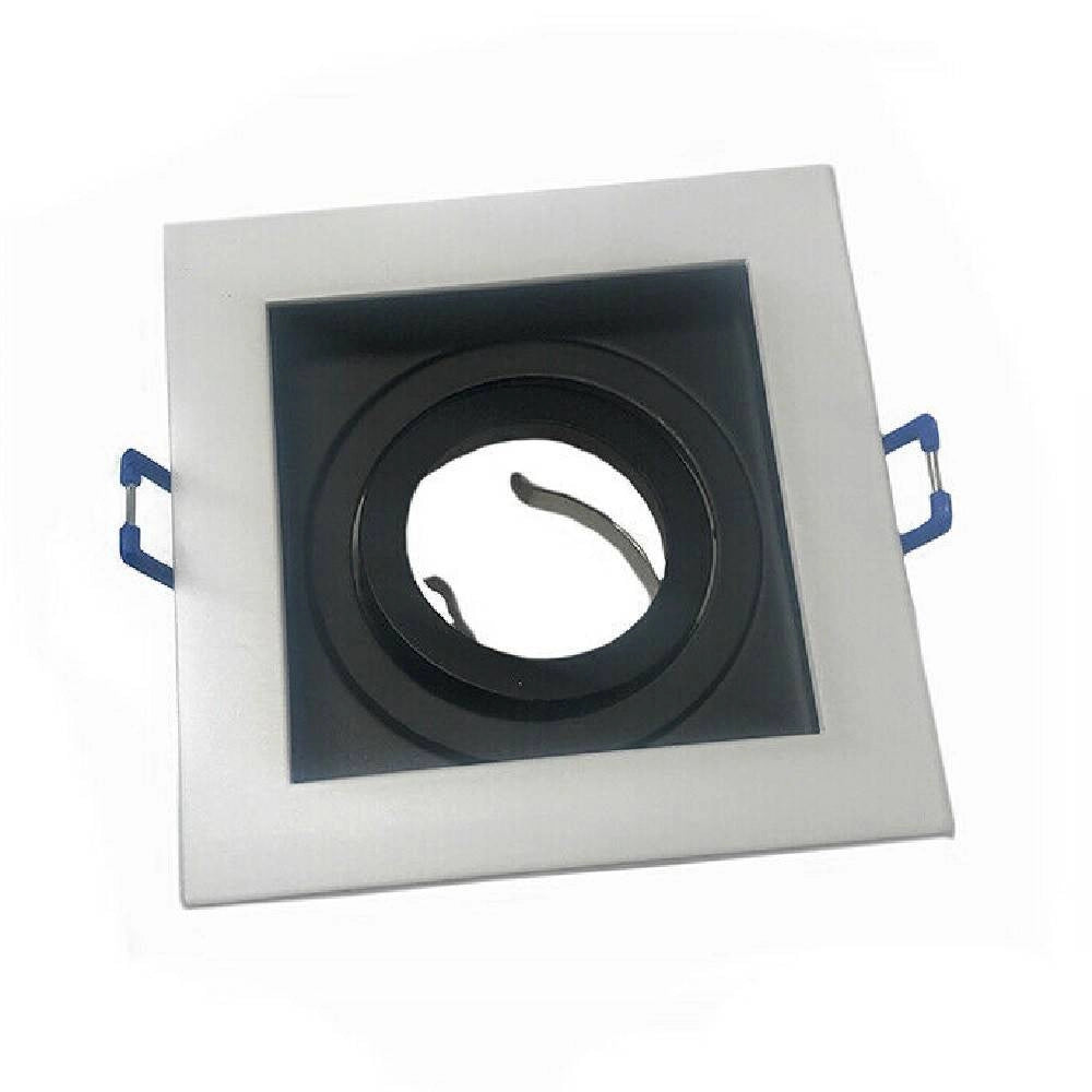 Trade Shop - Portafaretto Incasso Quadrato Acciaio P23 Orientabile Supporto Faretto Porta Faretti - Bianco E Nero