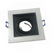 Trade Shop - Portafaretto Incasso Quadrato Acciaio P23 Orientabile Supporto Faretto Porta Faretti - Bianco E Nero