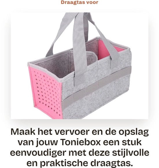 Borsa portatile per Toniebox - Borsa pieghevole per contenitore - Spazio aggiuntivo - Rosa - Borsa a sacchetto in tessuto - Adatto per il set di partenza del lettore Toniebox - 1 pz
