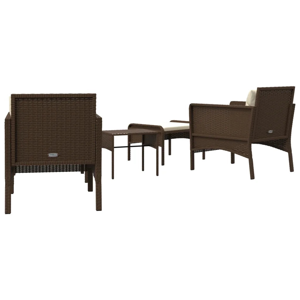 Set Divani da Giardino 5 pz | Set Salotto da Giardino con Cuscini Marrone in Polyrattan