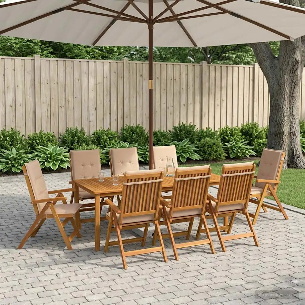 Set da pranzo da giardino da 9 pezzi Naturale 3434586