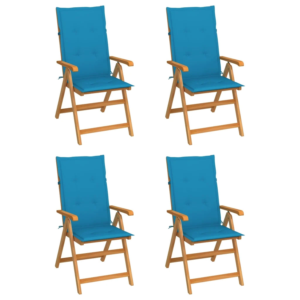 Sedie da Giardino 4 pz con Cuscini Blu Massello di Teak cod mxl 7226