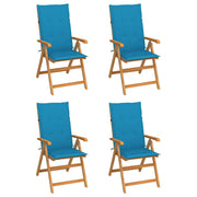 Sedie da Giardino 4 pz con Cuscini Blu Massello di Teak cod mxl 7226