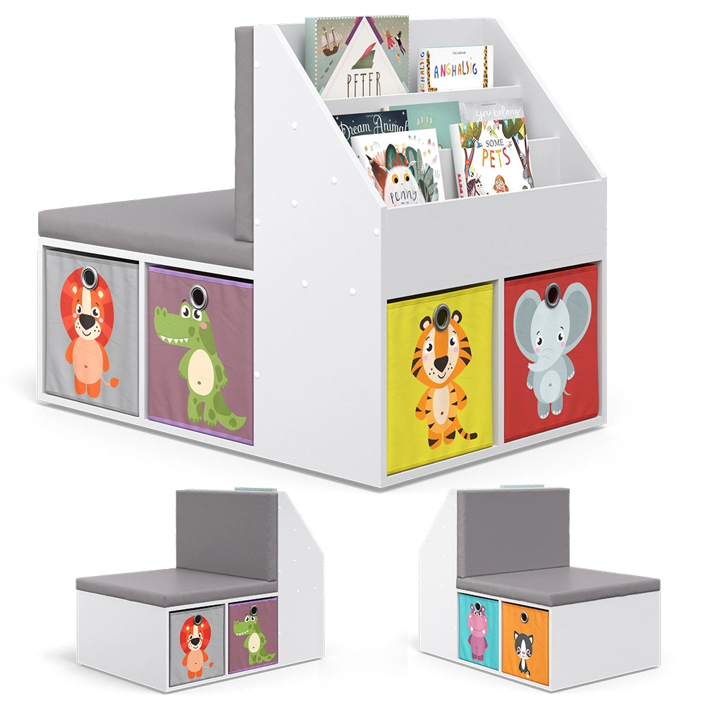 Vicco Libreria bambini Bianco 97.1 x 78.4 cm con 6 scatole pieghevoli colorate