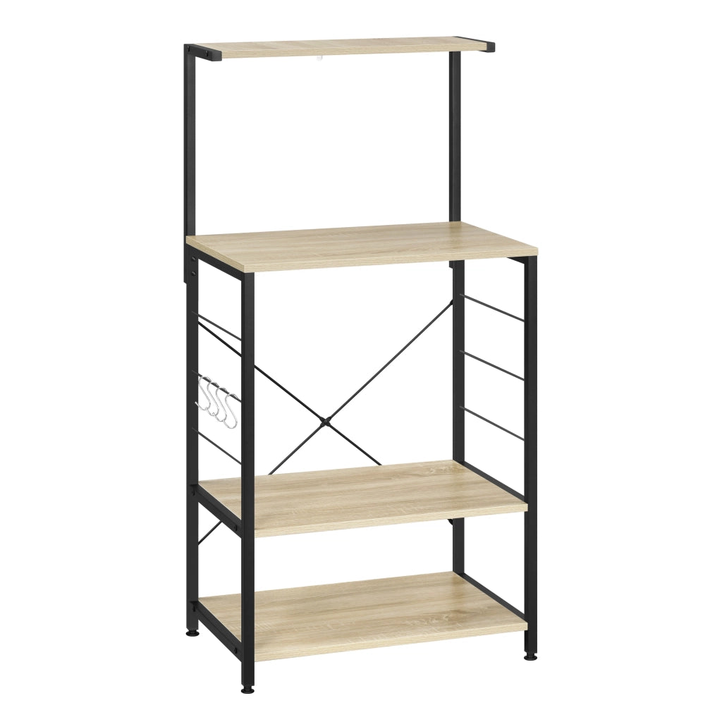 Scaffale da cucina per microonde 4 ripiani in legno ingegnerizzato e acciaio nero 60x40x123 cm