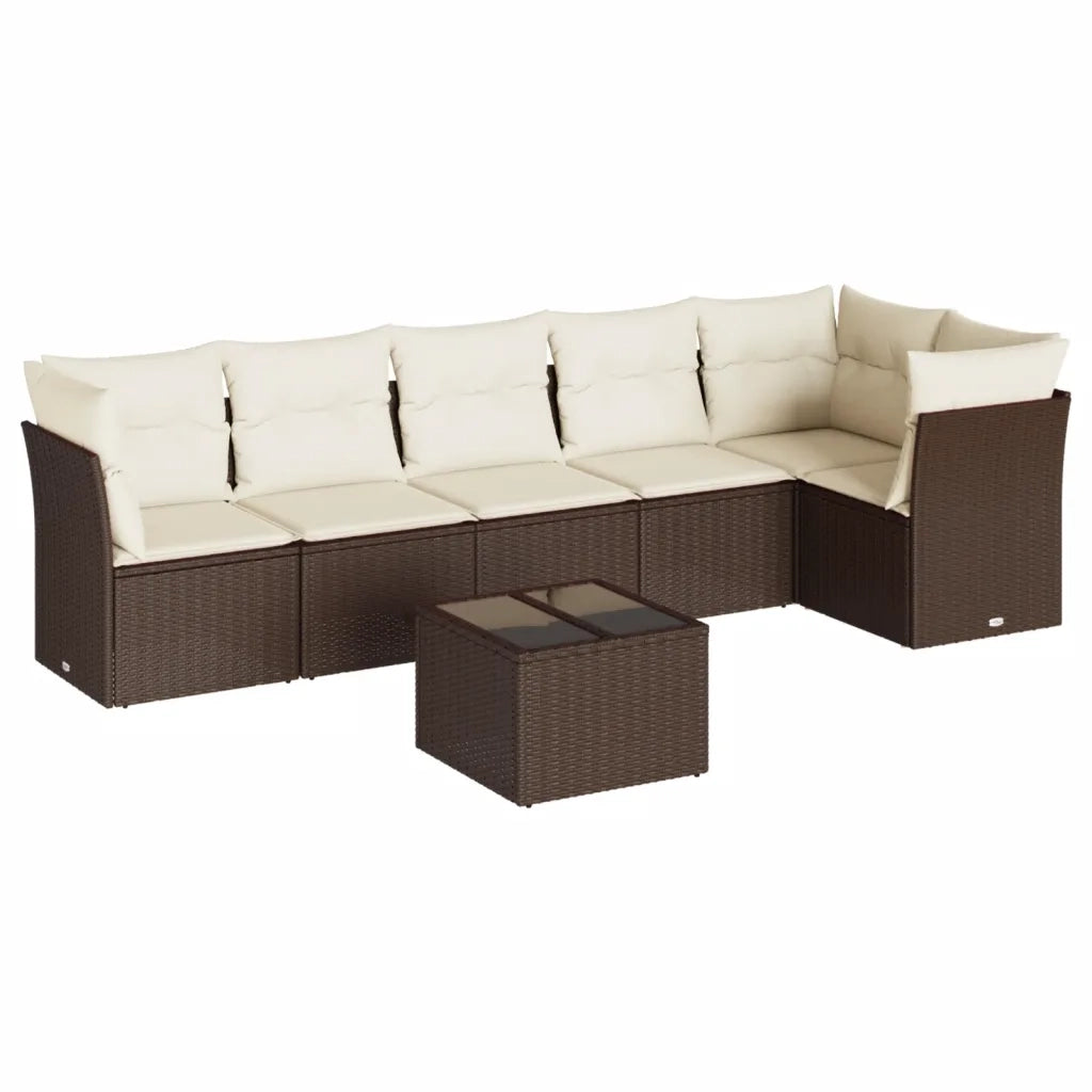 Set Divano da Giardino 7pz con Cuscini Marrone in Polyrattan 3217673
