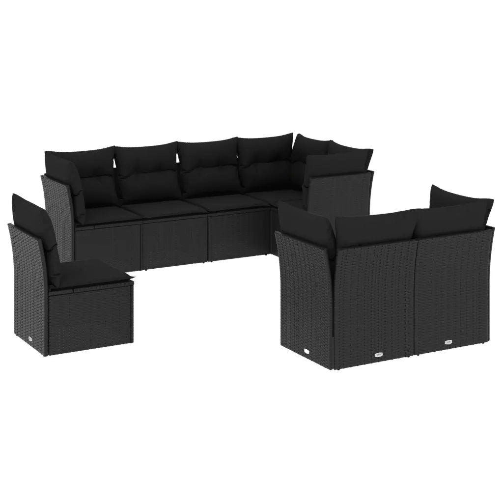 Set Divani da Giardino con Cuscini 8 pz Nero in Polyrattancod mxl 87292