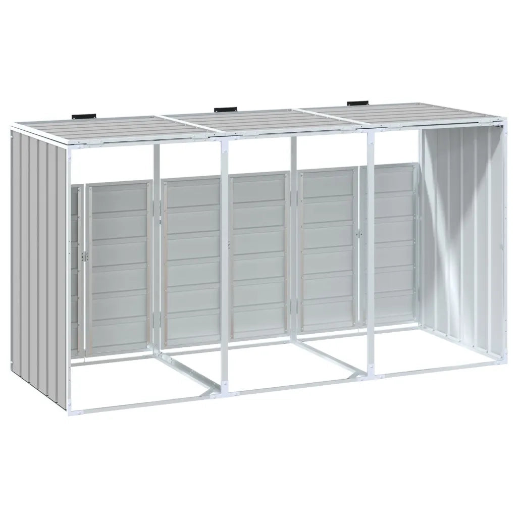 Copribidone con Ruote per 3 Bidoni Grigio 216x81x115 cm Acciaio CFW4154104