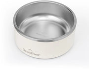 Ciotola per cani in acciaio inossidabile graviata, riutilizzabile, BPA-free, isolata, per gatti e cani, grande, sostenibile, antiscivolo, impermeabile, esterna (1890 ml, bianco ivory)