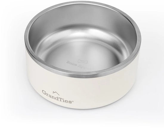 Ciotola per cani in acciaio inossidabile graviata, riutilizzabile, BPA-free, isolata, per gatti e cani, grande, sostenibile, antiscivolo, impermeabile, esterna (1890 ml, bianco ivory)