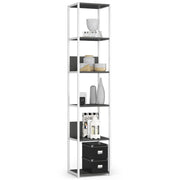 Scaffale stilo loft con ripiani in legno 40 cm Bianca 40 cm inserto frontale Grigio 40x32x192 cm