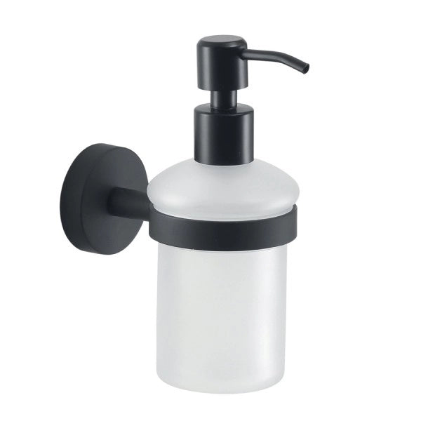 DOSA SAPONE DA PARETE IN ACCIAIO INOX E VETRO MODELLO EROS - DIM. CM (LXPXH): 6,8X12X15,9 - NERO OPACO  - GDY