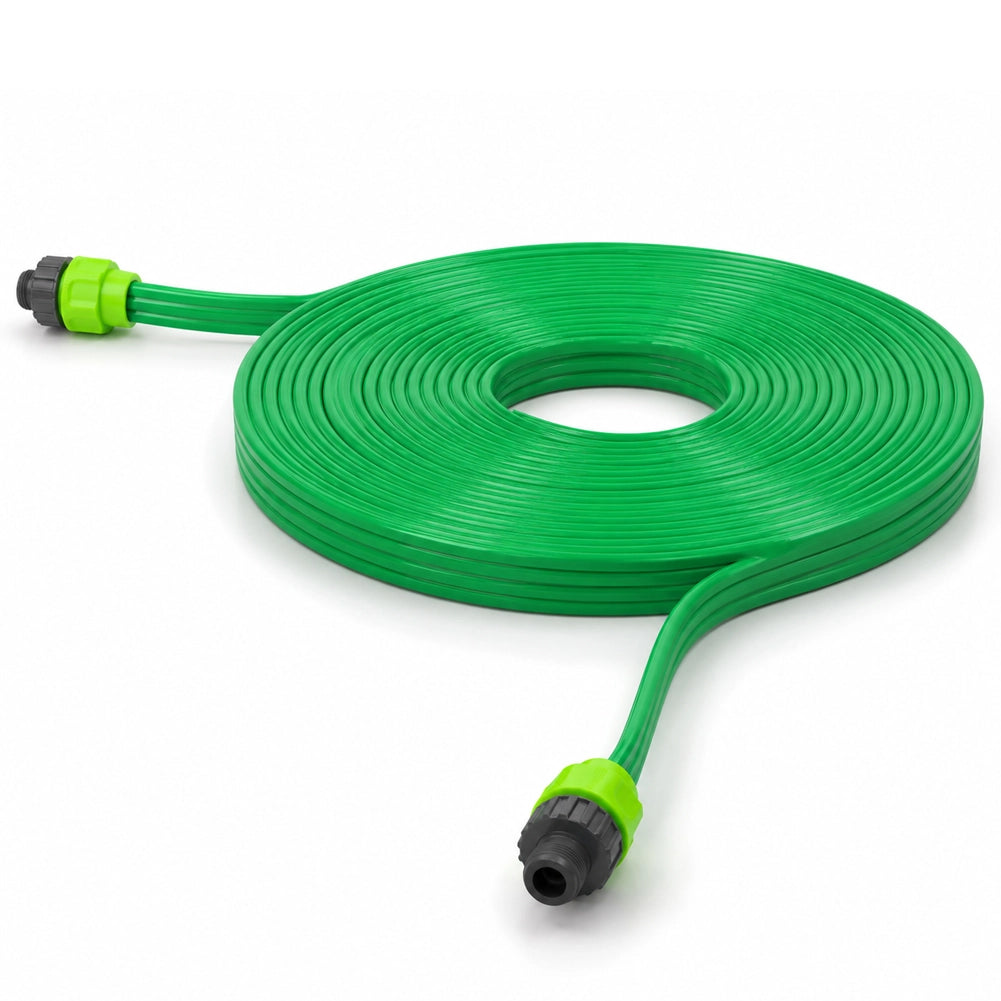 Tubo Piatto da Giardino Flessibile 15 Metri Lunghezza 2 Raccordi Universali 1/2"