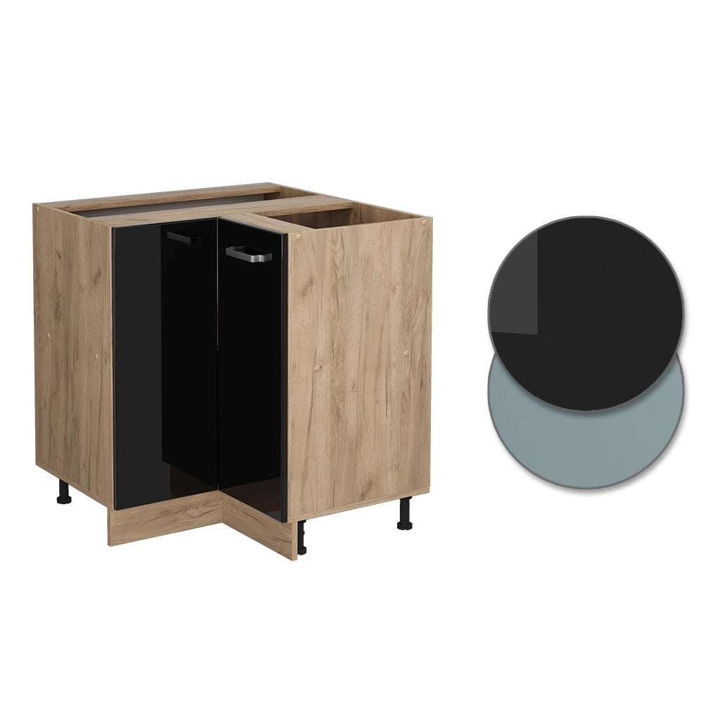 Vicco Mobile ad angolo cucina Nero lucido 75.6 cm , PL Rovere