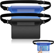 Set di due borse acqua resistenti con cinturino regolabile per smartphone - nero/blu