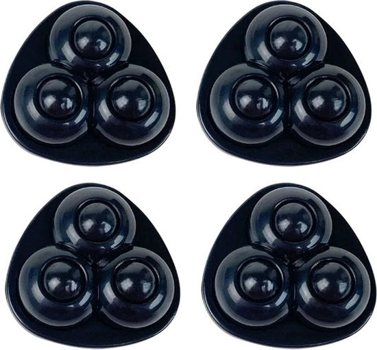Set di ruote a sfera da 4 - Triangolare - Plastica - Ruote autoadesive per mobili e scatole di archiviazione - Nero