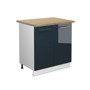 Mobile lavello cucina Fame-Line Blu scuro lucido/Bianco 80 cm con ripiano, PL Rovere Vicco