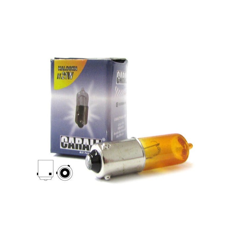 2 PZ Lampada Alogena H21W BAY9s 12V 21W Amber Frecce Auto Piedini Sfalsati