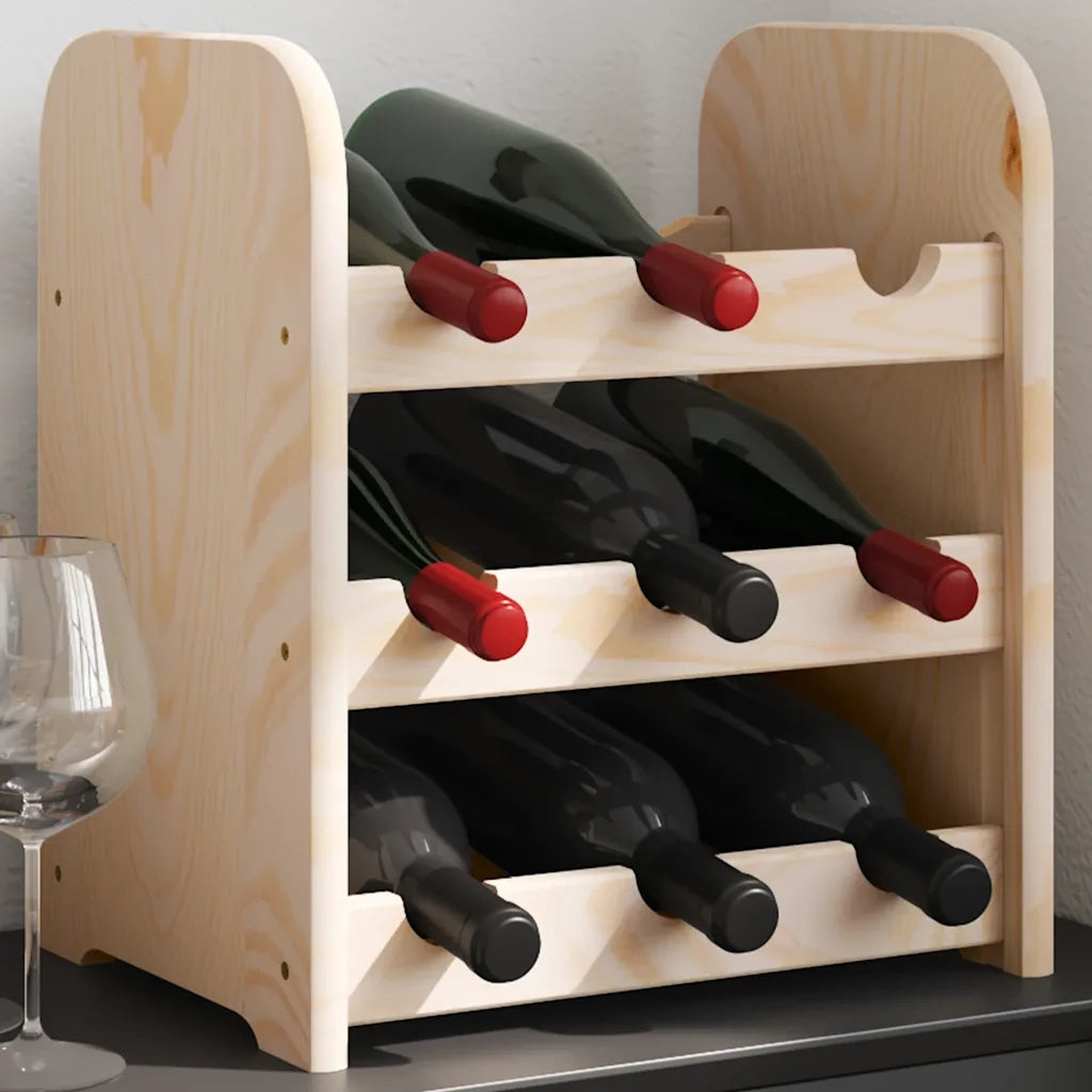 Portavini 33x25x37 cm in Legno Massello di Pino