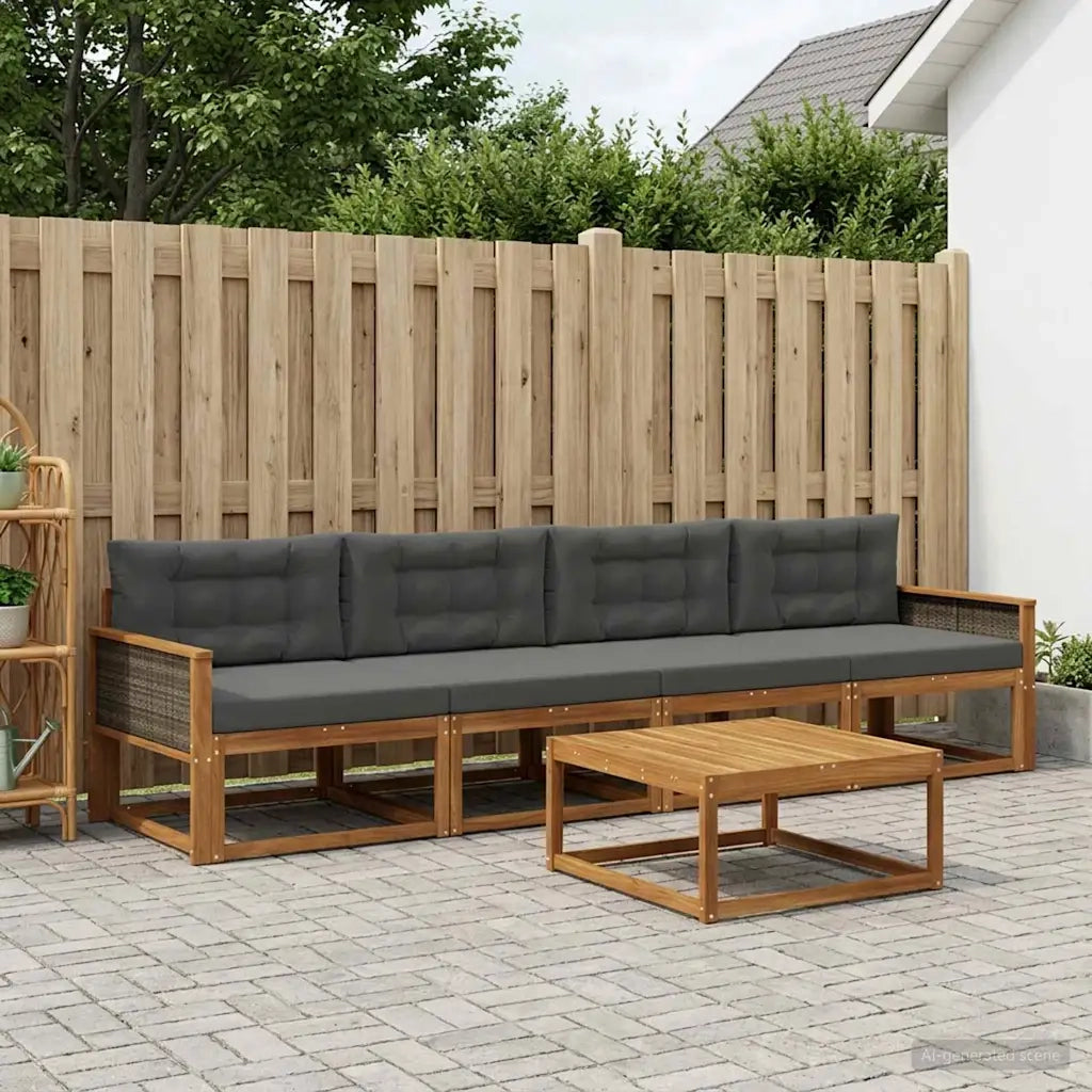 Set di divani da esterno con cuscino 5 pcs Naturale e Antracite 3382320