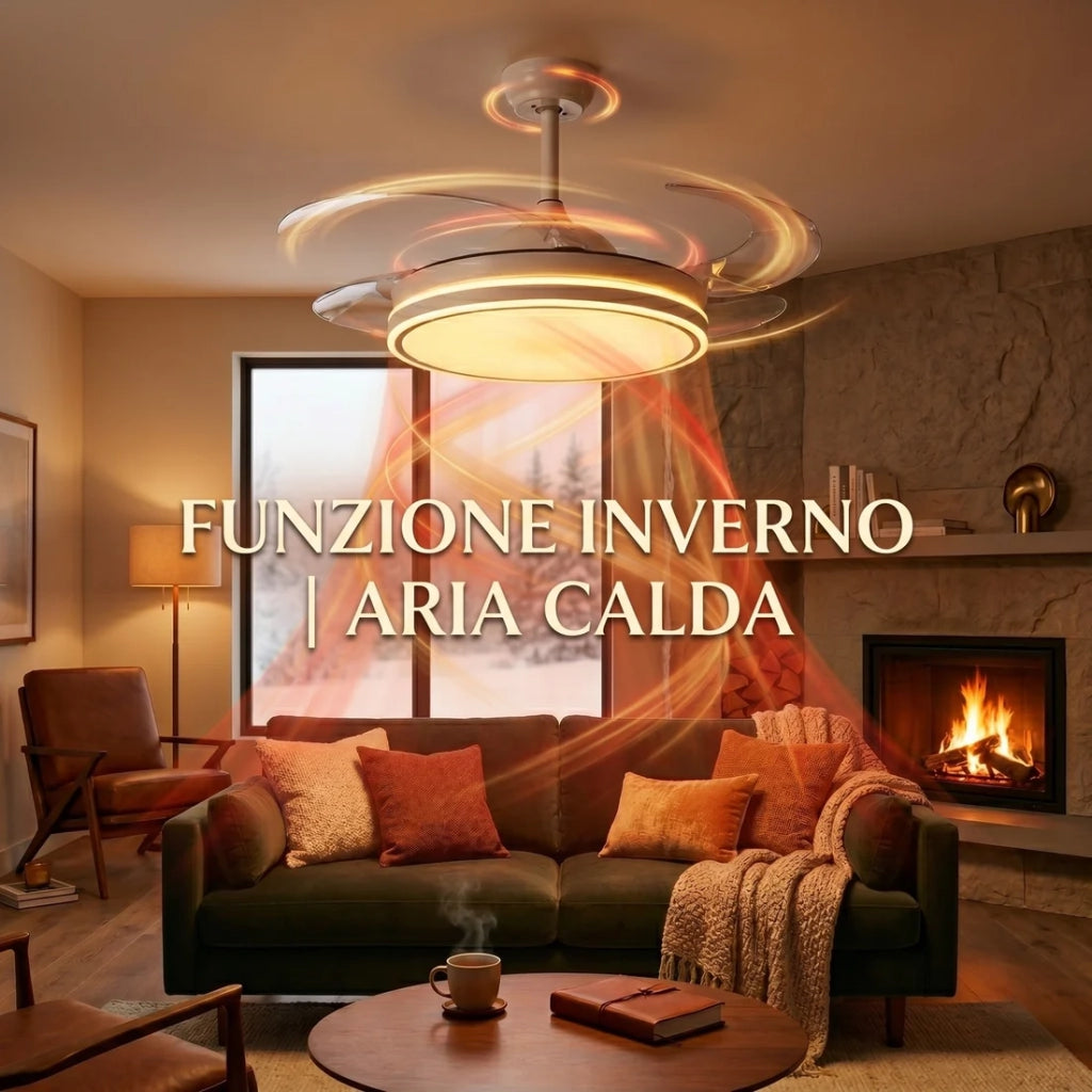 Plafoniera Ventilatore da Soffitto 108cm Pale a Scomparsa, Luce LED Dimmerabile, Telecomando e Motore Silenzioso, Bianco