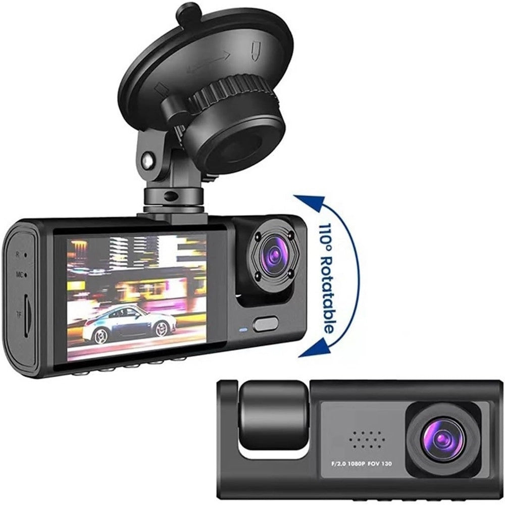 Trade Shop - Dash Cam Telecamera A 3 Vie Anteriore Dvr Auto A 3ch Hd 1080p Registratore Videocamera -
