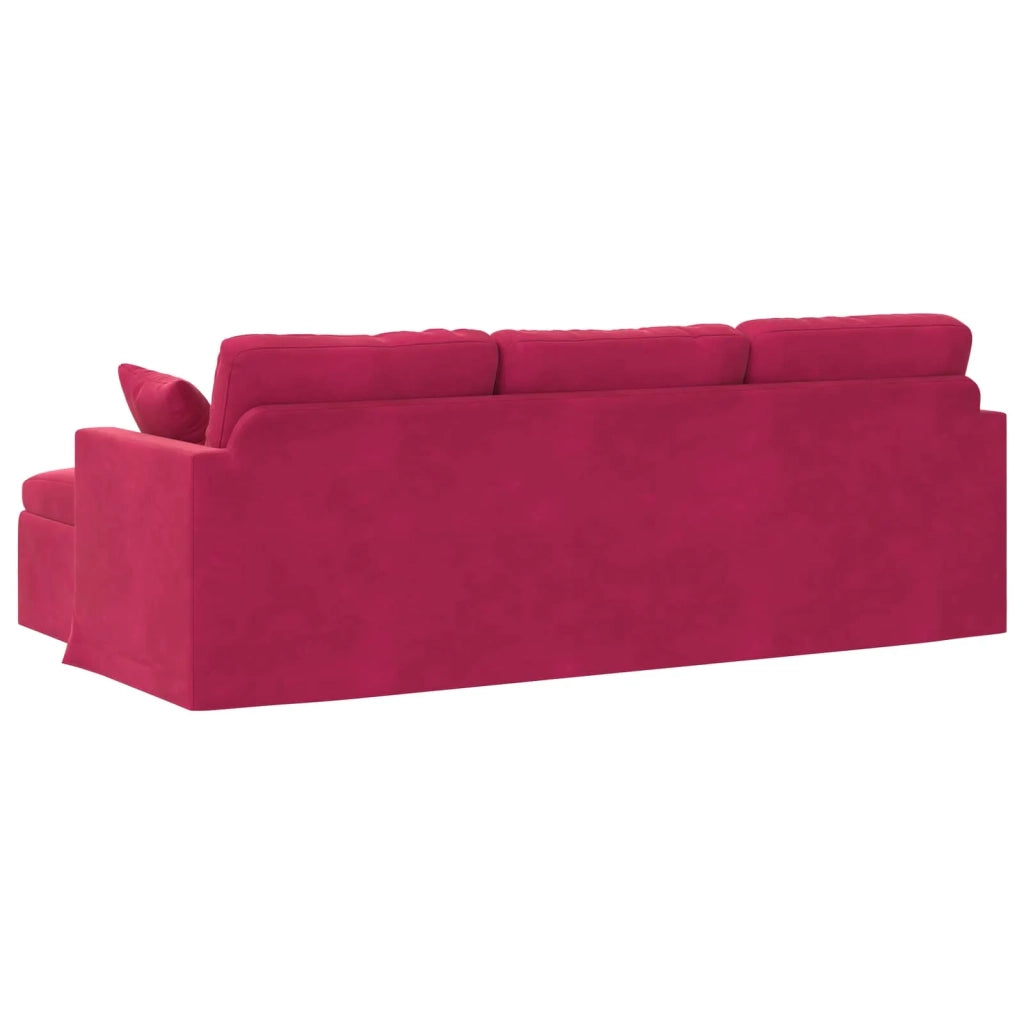 Divano Rosso Vino 228 x 134 x 80 cm Velluto