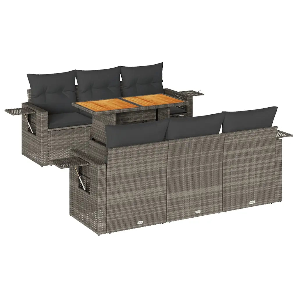 Set Divani da Giardino 7 pz con Cuscini Grigio in Polyrattan 3327112