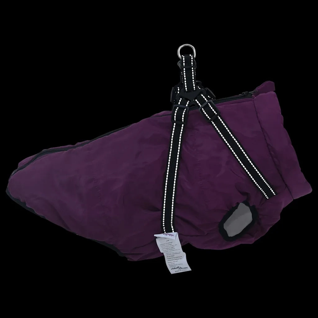 vidaXL Cappotto Cani Imbracatura Impermeabile Riflettente Viola L52