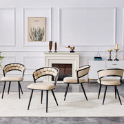 Sedia da Pranzo Set da 2 con Schienale Ergonomico Imbottito e Gambe in Metallo Velluto Beige Nero 64 × 57 × 78 cm