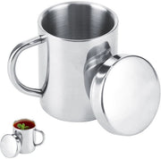 Moka per Caffè in Acciaio Inox - Doppio Strato di Isolamento - Coperchio - Maniglia - 220 ml - Termos - Bicchiere da Viaggio