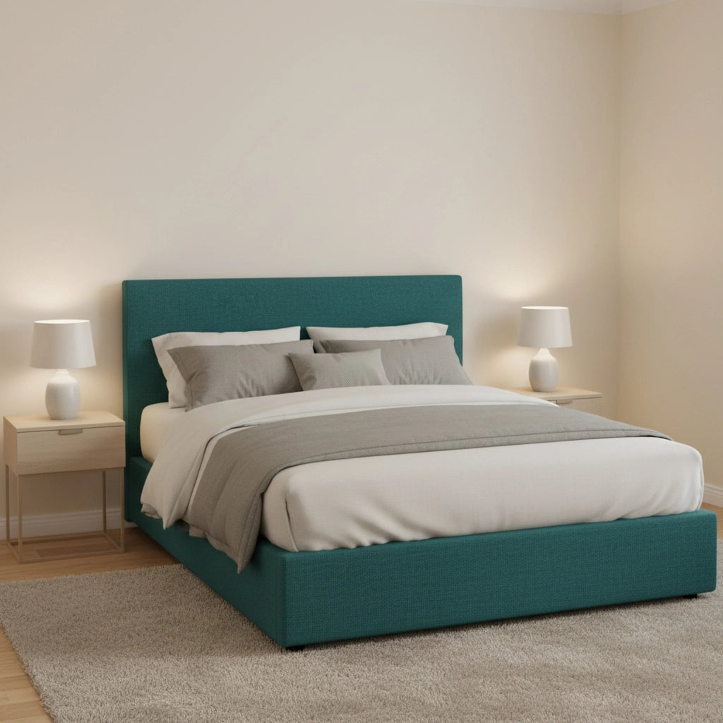 Redditch, Letto Piazza e Mezza Sfoderabile Made in Italy, Verde Petrolio