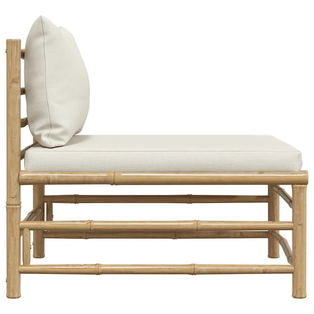 Divano Centrale da Giardino con Cuscini Bianco Crema in BambÃ¹ cod mxl 78633