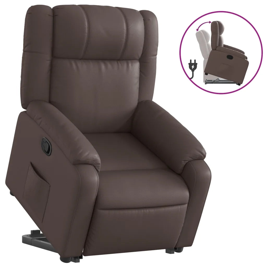 Poltrona Alzapersona Reclinabile Marrone in Similpelle 3205152