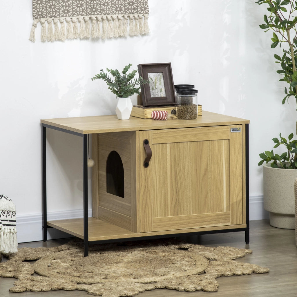 Porta per gatti con sfera sospesa ¨C zephmum ¨C stile industriale, colore legno chiaro