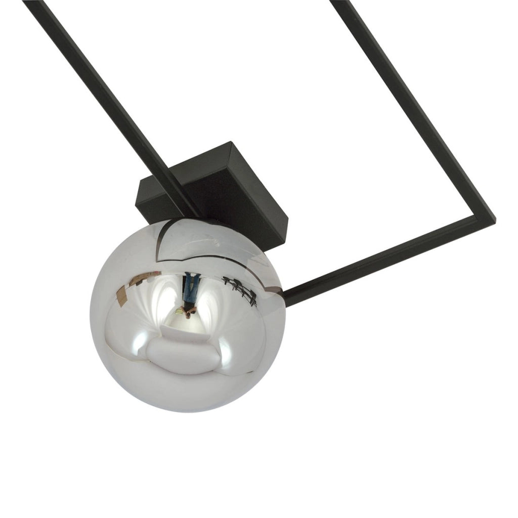 Lampada a sospensione Imago in acciaio nero e vetro grafite
