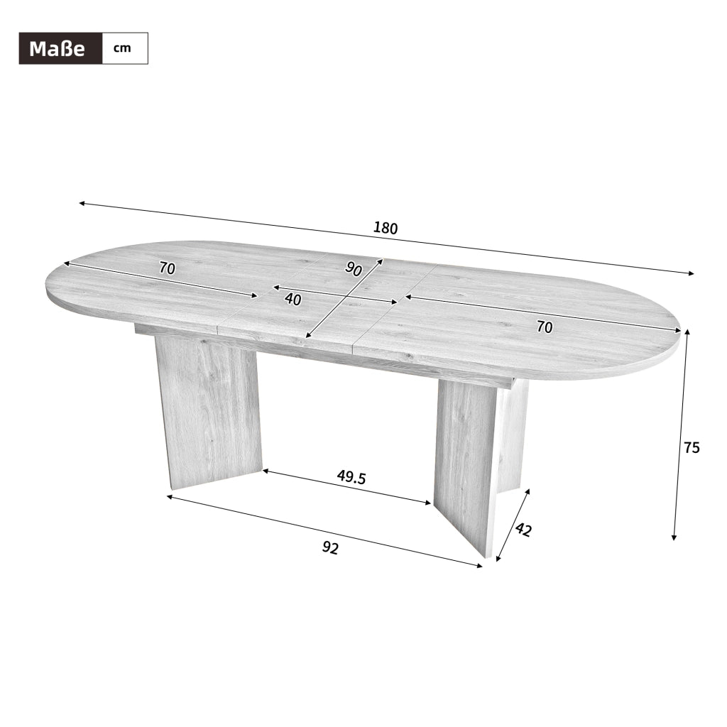 Tavolo da pranzo allungabile 140/180 x 90 cm, 4-8 posti, finitura noce, piano 18 mm