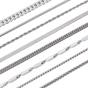 Set di catenelle in acciaio inossidabile 8 pezzi - catenelle argentate - catenelle cubane/tessute/platte - 55 cm - comodo e resistente ai graffi - accessori per gioielli