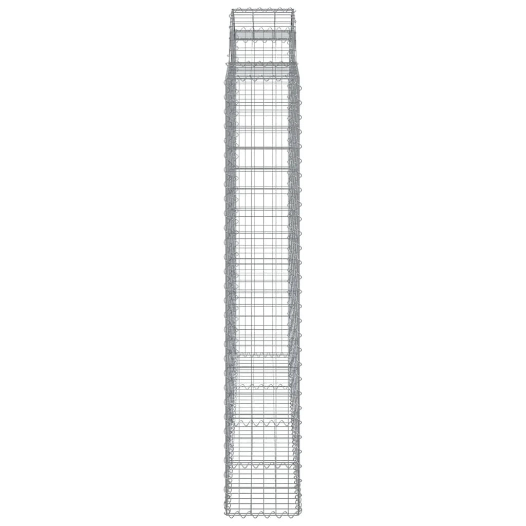 Gabbione cesto gabbia recinzione muro di contenimento ad arco 200 x 30 x 180/200 cm ferro zincato Argento 02_0040001
