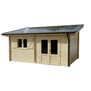 Casetta da giardino in legno 480x349 cm con fotovoltaico 5kW  Pareti 42 mm  10 pannelli fotovoltaici  LB5037.02 Foresta