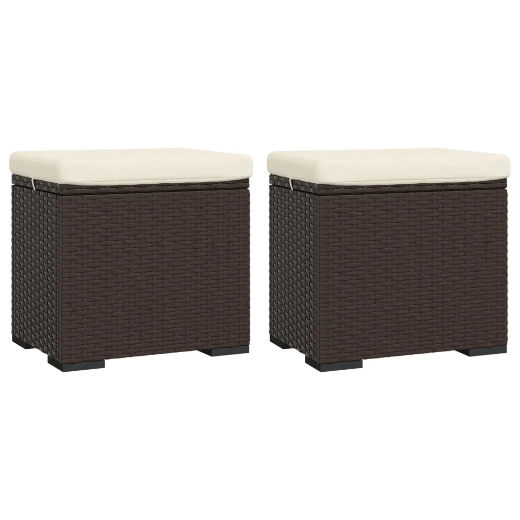 Ottomane con Cuscini 2pz Marrone 40x30x40 cm in Polyrattan 319395