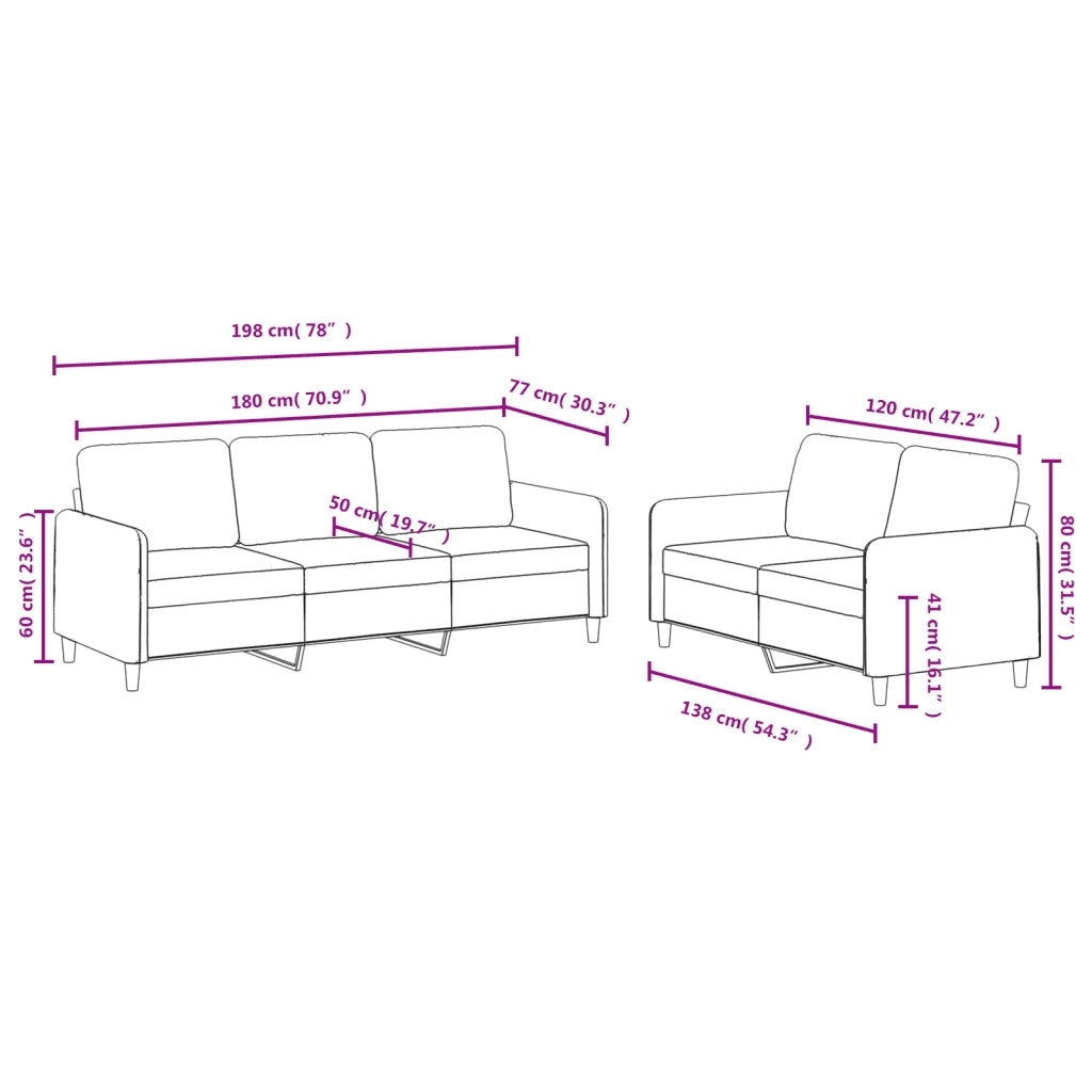 Set di Divani 2 pz Grigio Chiaro in Velluto 3202014